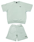 Basic One Point Relax Sweat Tee & Shorts Setup - Acid Green