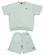 Basic One Point Relax Sweat Tee & Shorts Setup - Acid Green