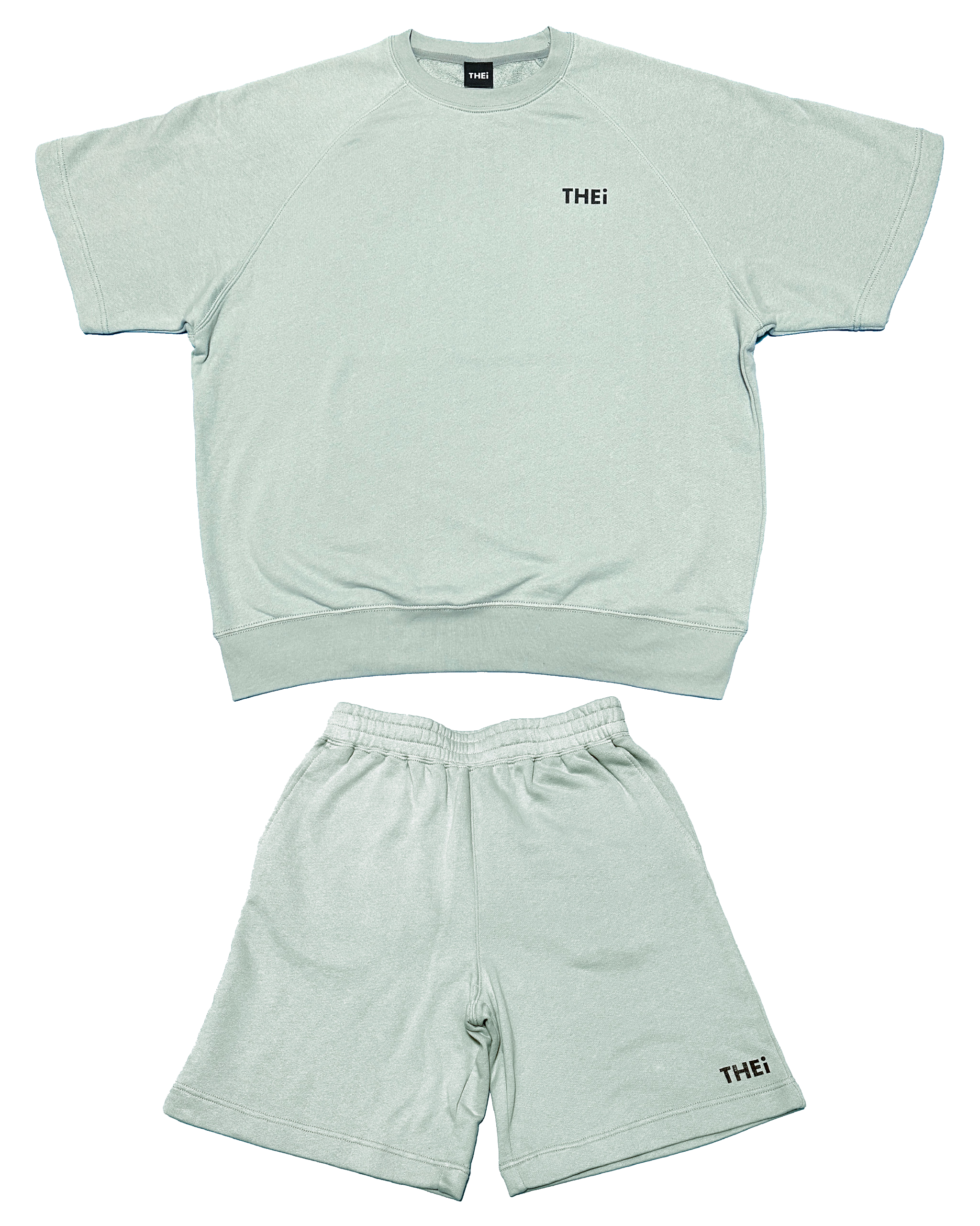Basic One Point Relax Sweat Tee & Shorts Setup - Acid Green