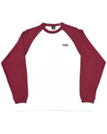 Basic One Point Raglan L/S Tee - White / Burgundy