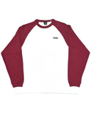 Basic One Point Raglan L/S Tee - White / Burgundy