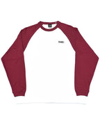 Basic One Point Raglan L/S Tee - White / Burgundy