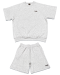 Basic One Point Relax Sweat Tee & Shorts Setup - Gray