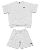 Basic One Point Relax Sweat Tee & Shorts Setup - Gray