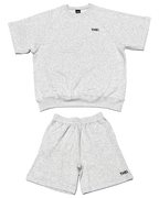 Basic One Point Relax Sweat Tee & Shorts Setup - Gray