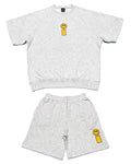 Smiley Relax Sweat Tee & Shorts Setup - Gray