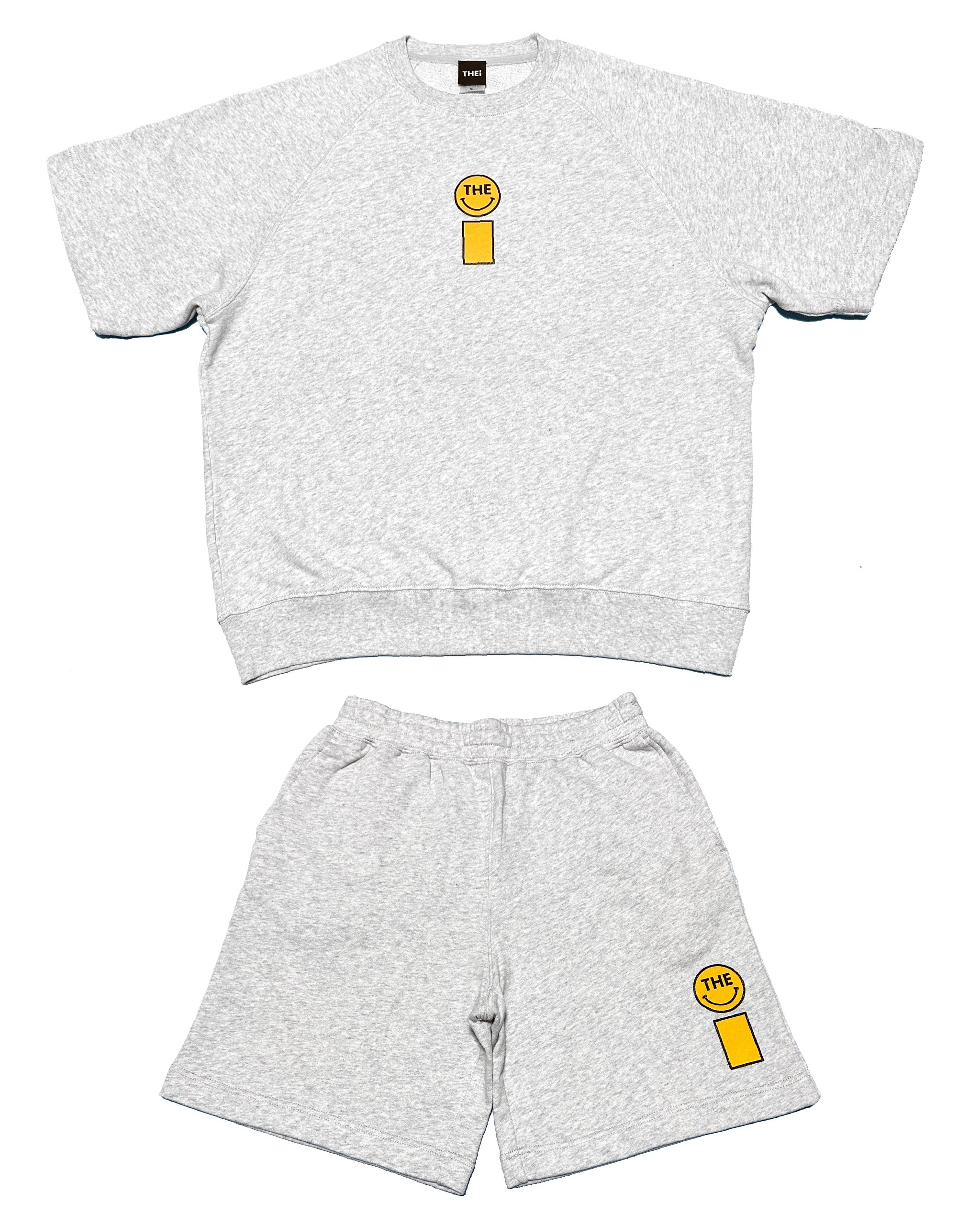 Smiley Relax Sweat Tee & Shorts Setup - Gray