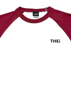 Basic One Point Raglan L/S Tee - White / Burgundy