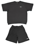Basic One Point Relax Sweat Tee & Shorts Setup - Black