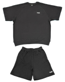 Basic One Point Relax Sweat Tee & Shorts Setup - Black
