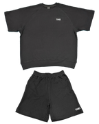 Basic One Point Relax Sweat Tee & Shorts Setup - Black