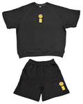 Smiley Relax Sweat Tee & Shorts Setup - Black