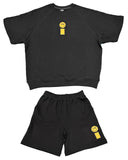 Smiley Relax Sweat Tee & Shorts Setup - Black