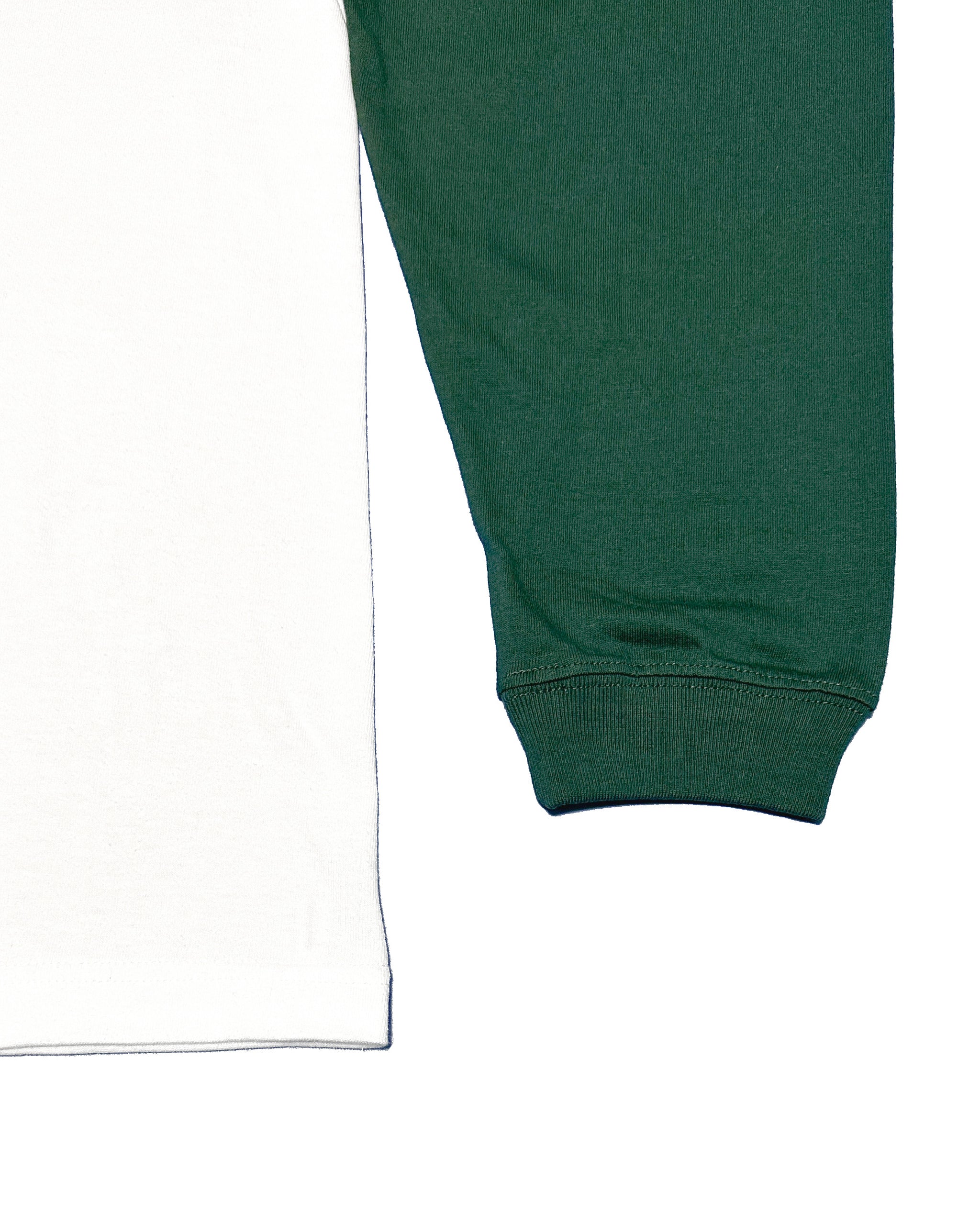 Basic One Point Raglan L/S Tee - White / Ivy Green