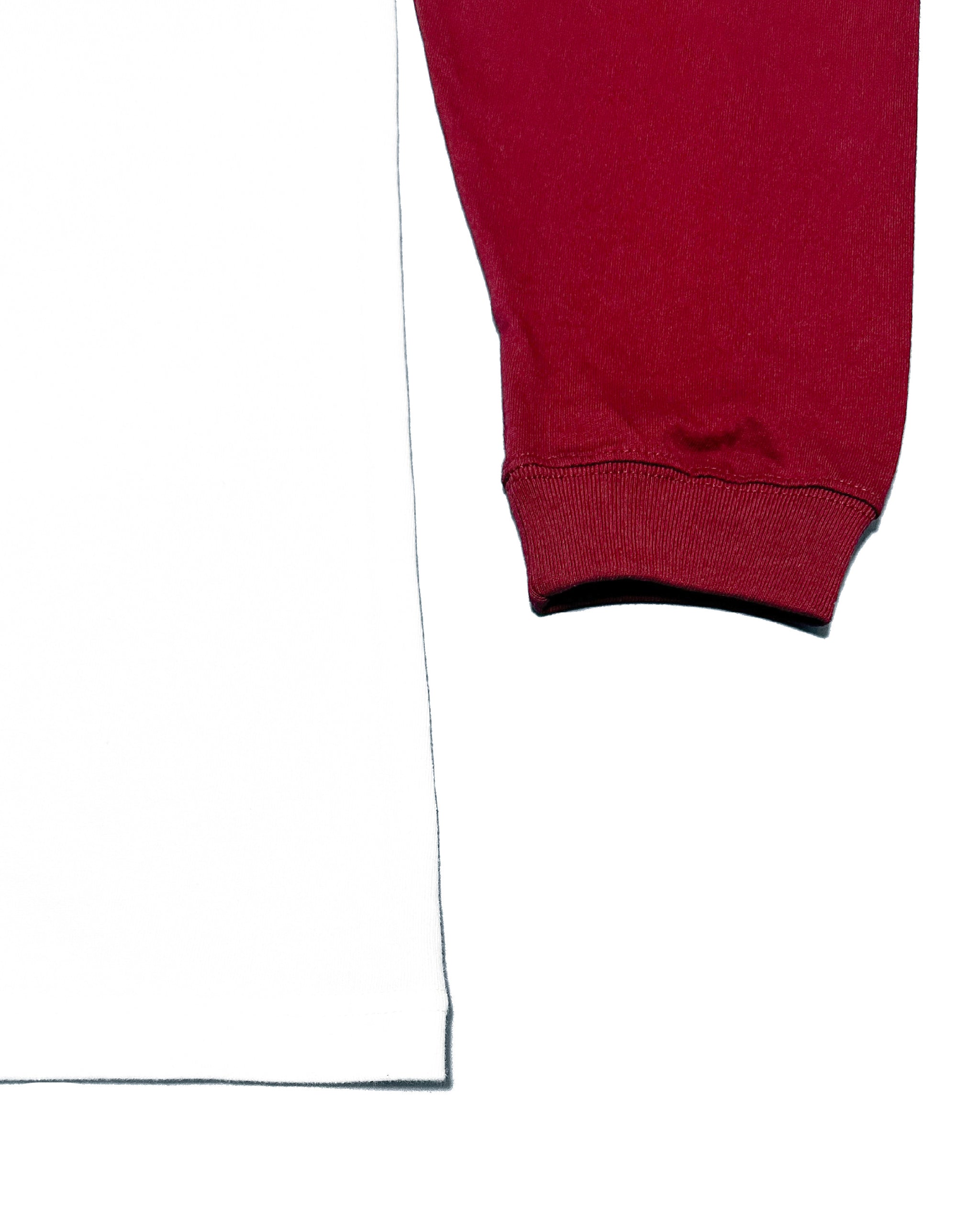 Basic One Point Raglan L/S Tee - White / Burgundy