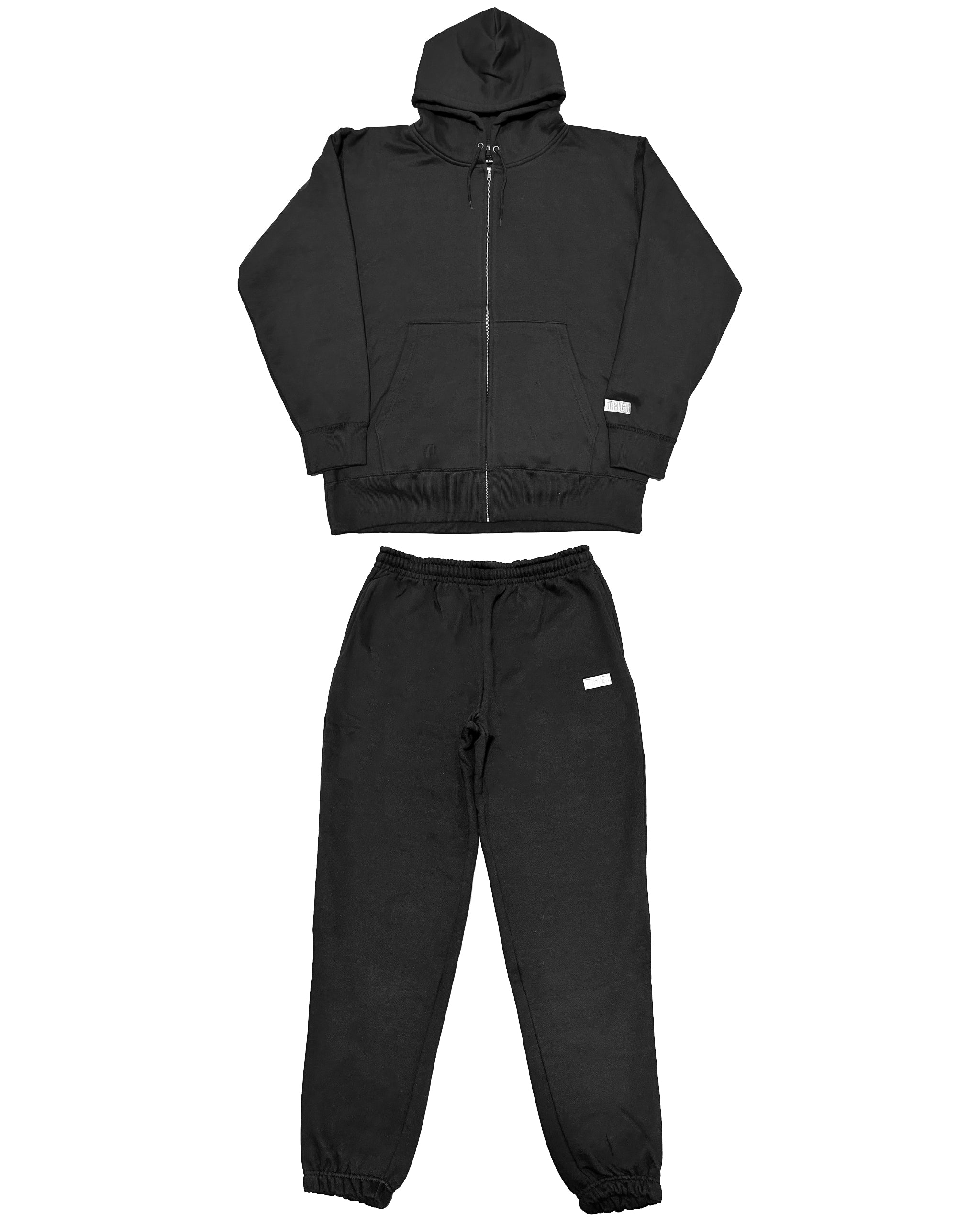 Box-Type2 One Point HW Sweat Zip Hoodie & Pants Setup - Black
