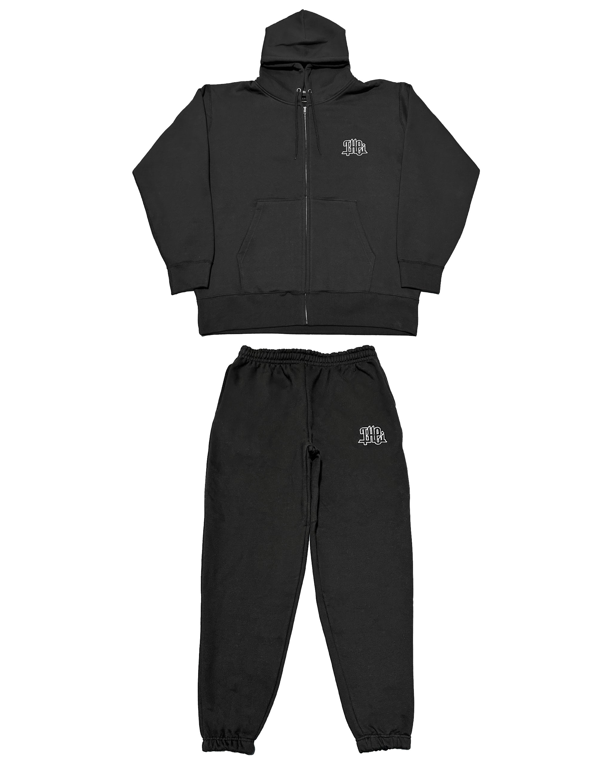 Arabic-Type2 HW Sweat Zip Hoodie & Pants Setup - Black