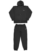 Basic One Point HW Sweat Zip Hoodie & Pants Setup - Black
