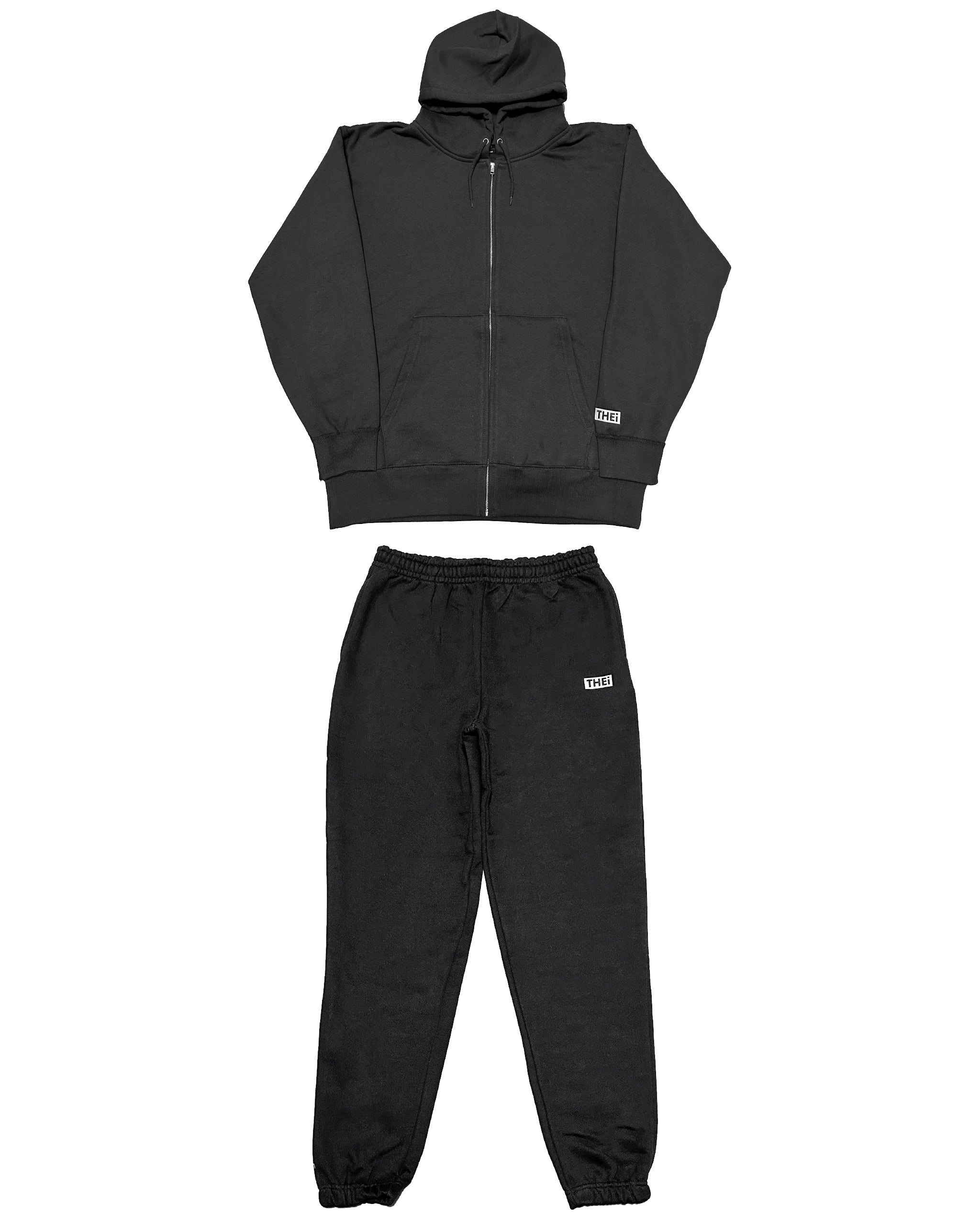 Box One Point HW Sweat Zip Hoodie & Pants Setup - Black