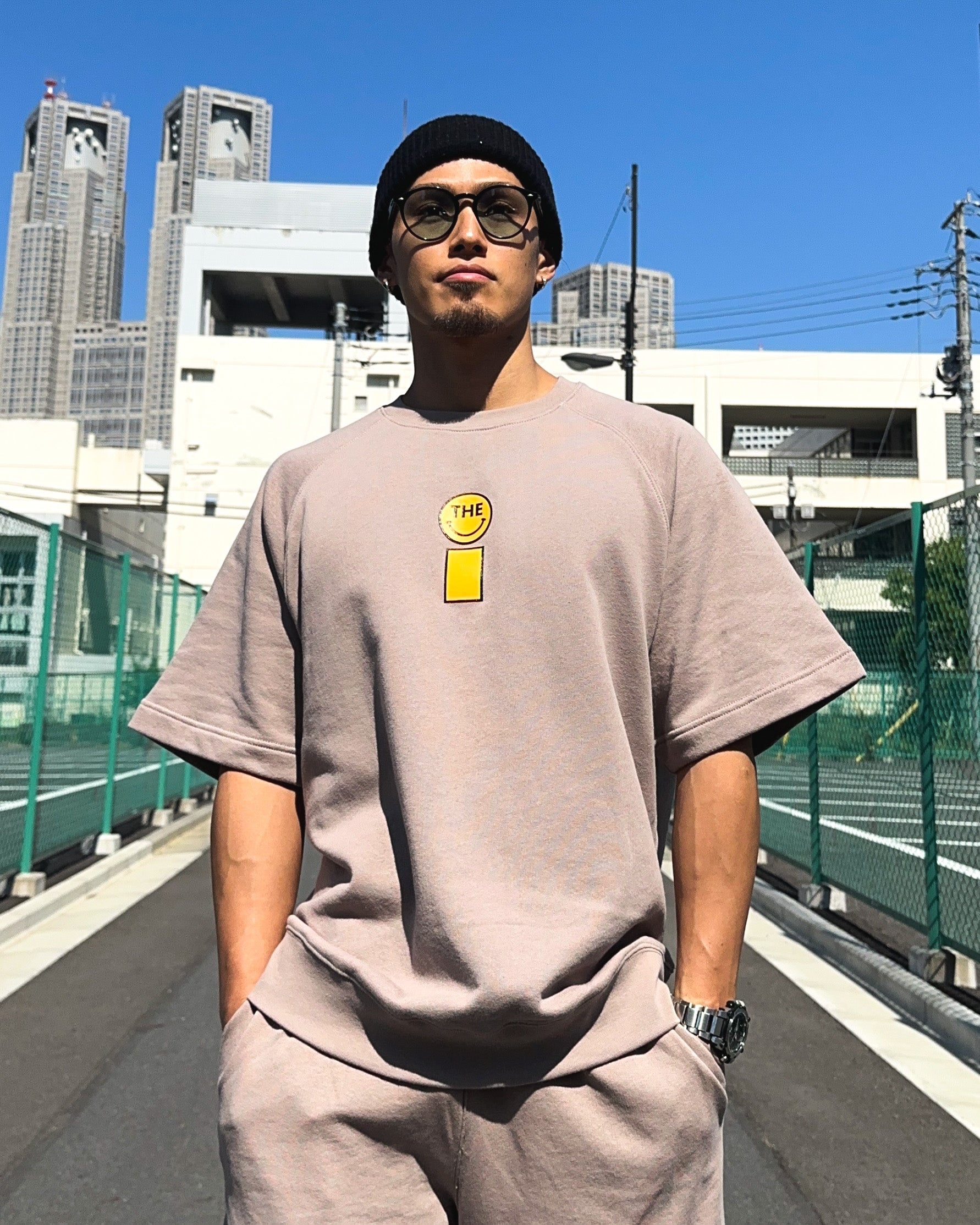 Smiley Relax Sweat Tee - Smokey Beige