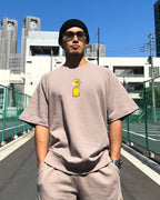 Smiley Relax Sweat Tee & Shorts Setup - Smokey Beige