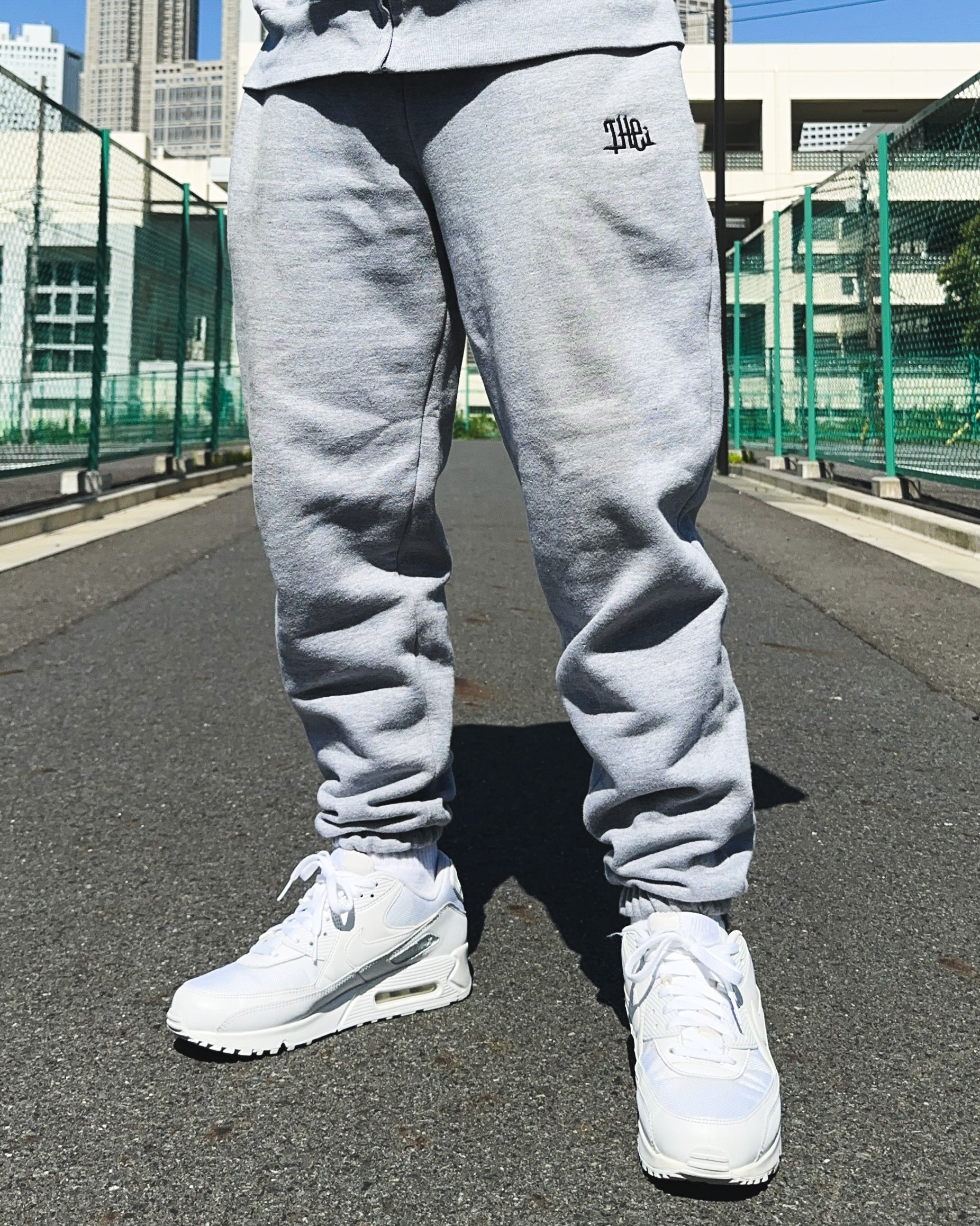 Arabic One Point HW Sweat Zip Hoodie & Pants Setup - Gray