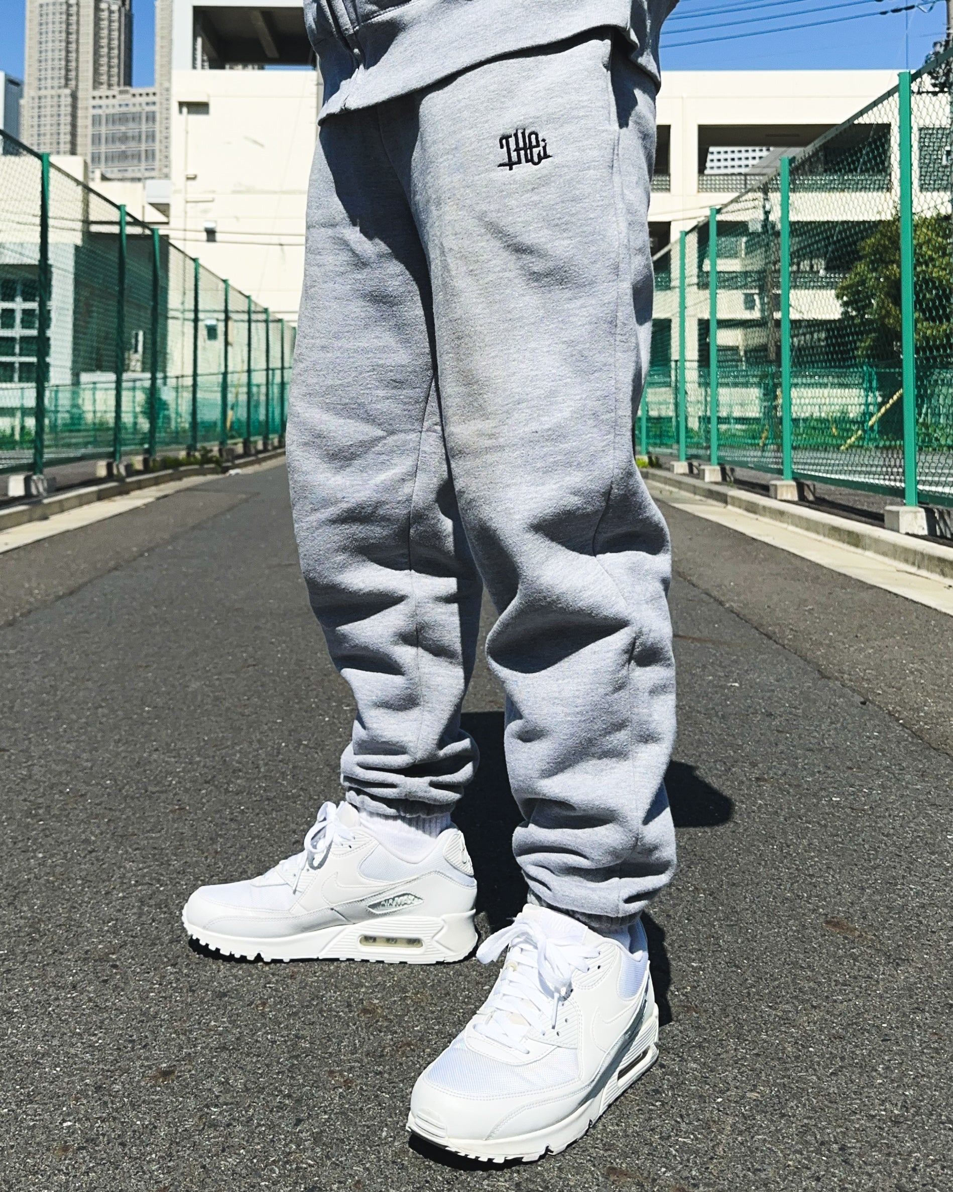 Arabic One Point HW Sweat Zip Hoodie & Pants Setup - Gray