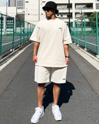 Basic One Point HW Tee & Shorts Setup - Beige