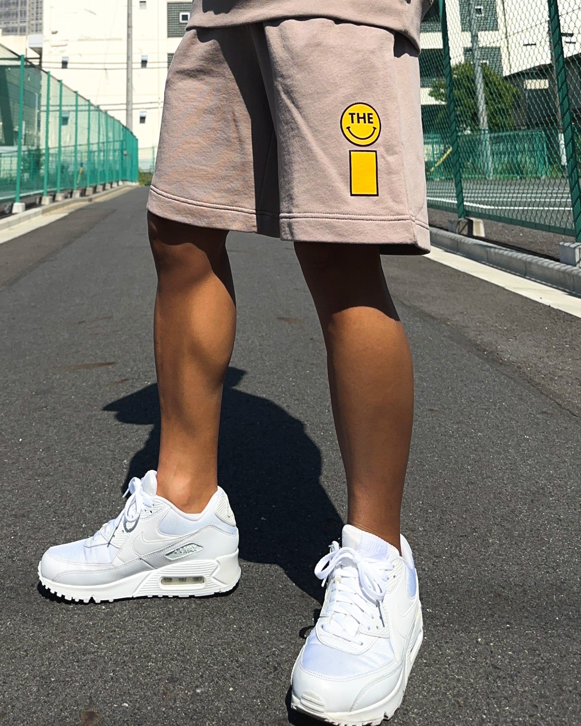 Smiley Relax Sweat Tee & Shorts Setup - Smokey Beige