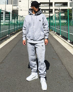 Arabic One Point HW Sweat Zip Hoodie & Pants Setup - Gray