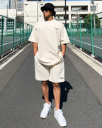 Basic One Point HW Tee & Shorts Setup - Beige
