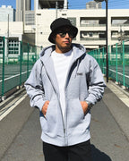 Basic Back Print HW Sweat Zip Hoodie - Gray