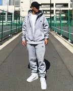 Arabic One Point HW Sweat Zip Hoodie & Pants Setup - Gray