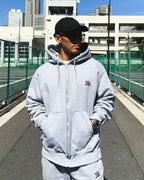 Arabic One Point HW Sweat Zip Hoodie & Pants Setup - Gray