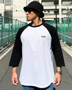 Basic One Point Raglan 3/4 Tee - White / Black