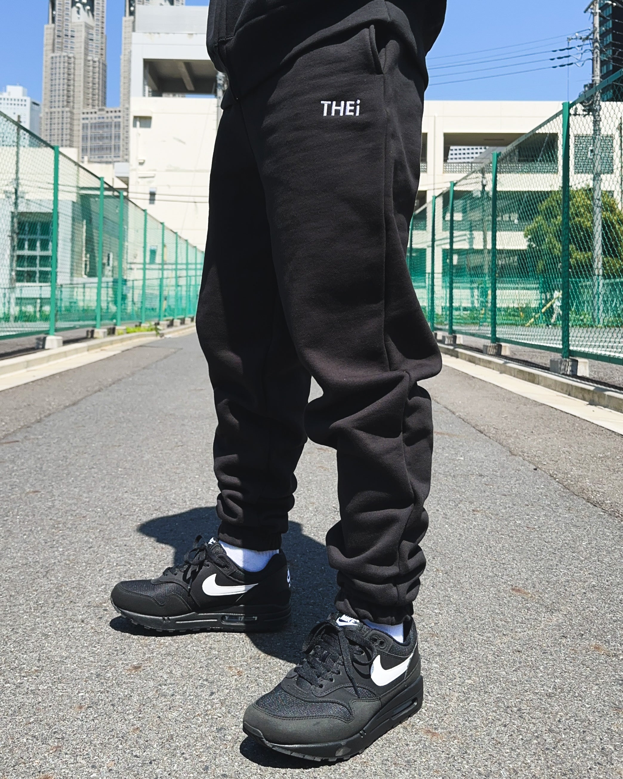 Basic One Point HW Sweat Zip Hoodie & Pants Setup - Black