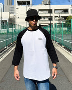 Basic One Point Raglan 3/4 Tee - White / Black
