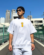 Smiley Relax Sweat Tee & Shorts Setup - Gray