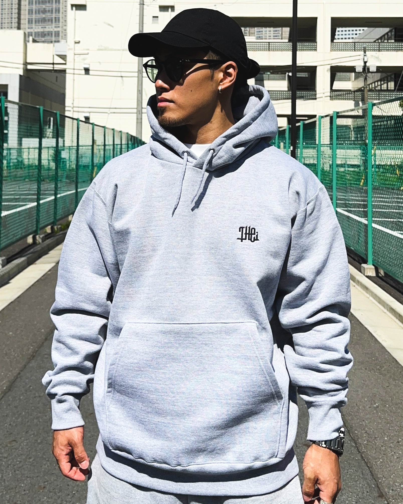 Arabic One Point HW Sweat Hoodie & Pants Setup - Gray