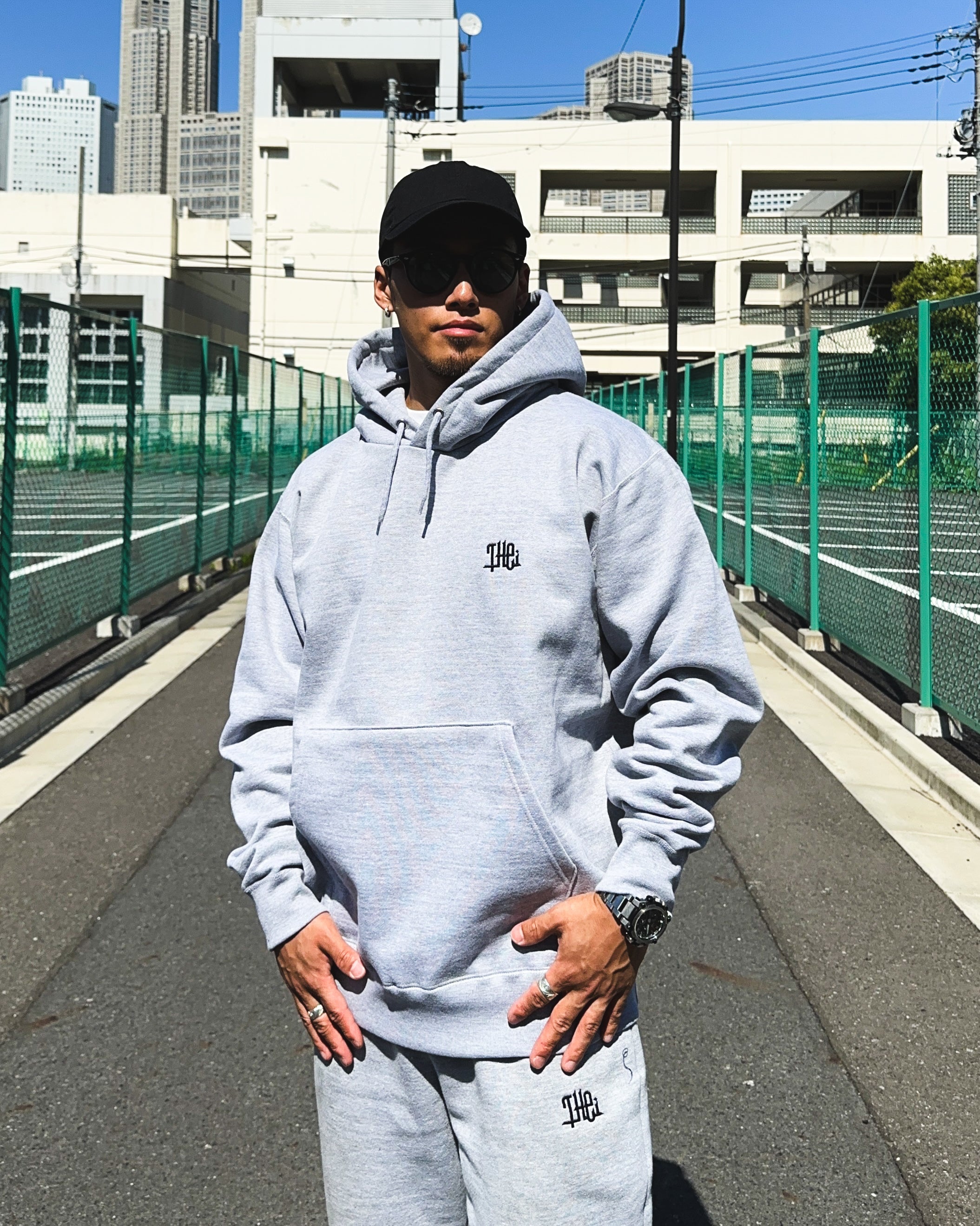 Arabic One Point HW Sweat Hoodie & Pants Setup - Gray
