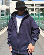 Box One Point HW Sweat Zip Hoodie - Navy