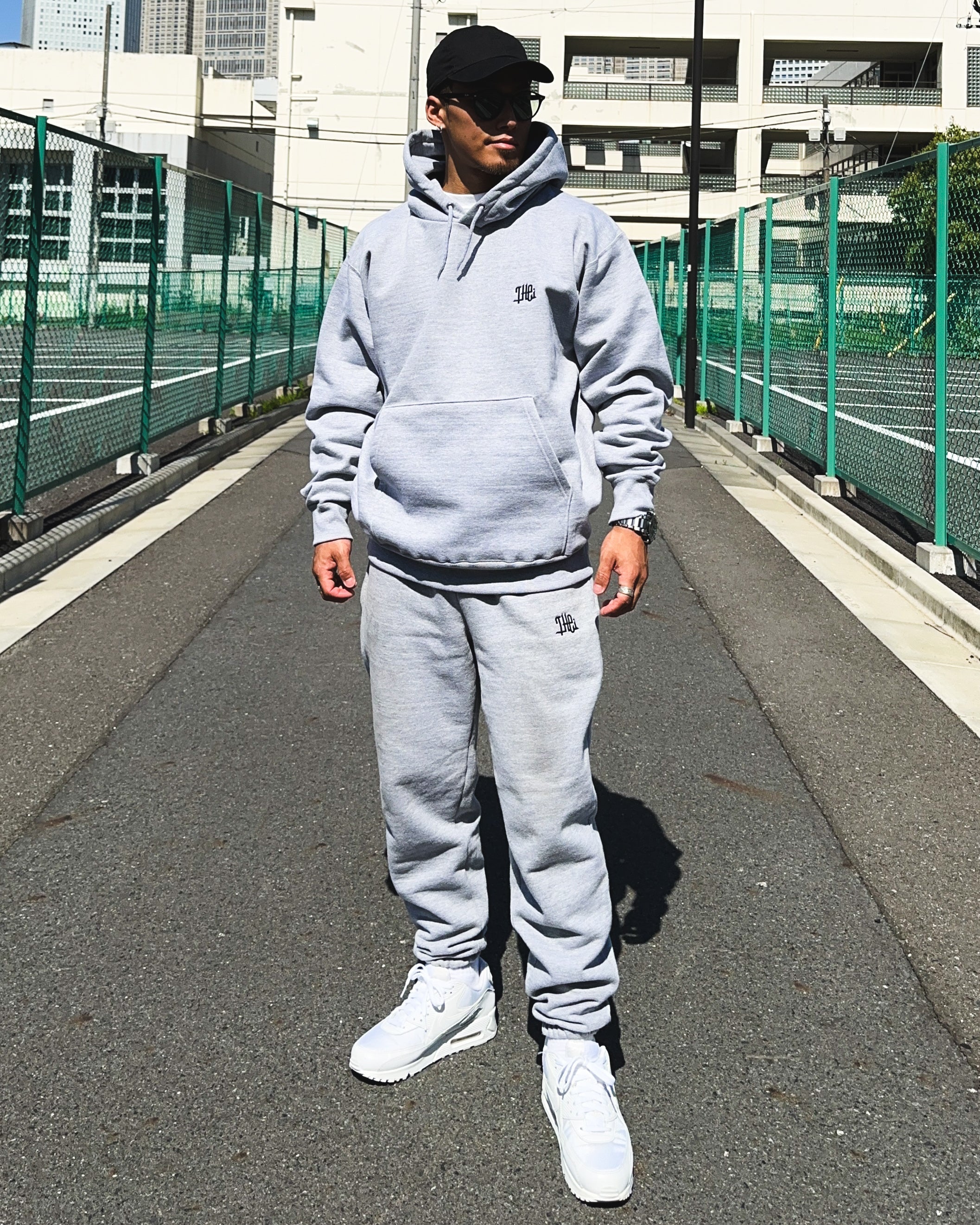 Arabic One Point HW Sweat Hoodie & Pants Setup - Gray