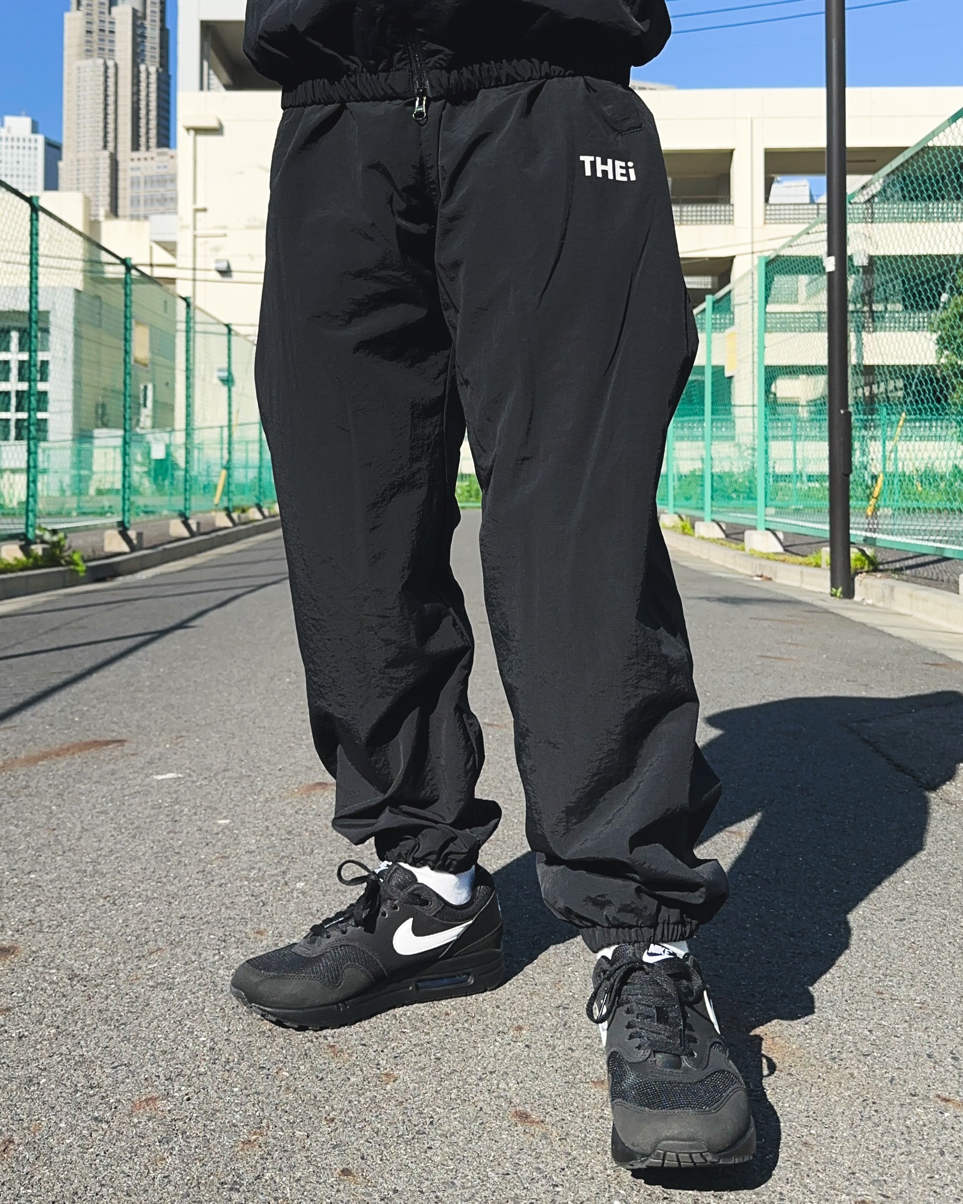 Basic One Point Nylon Track Pants - Black