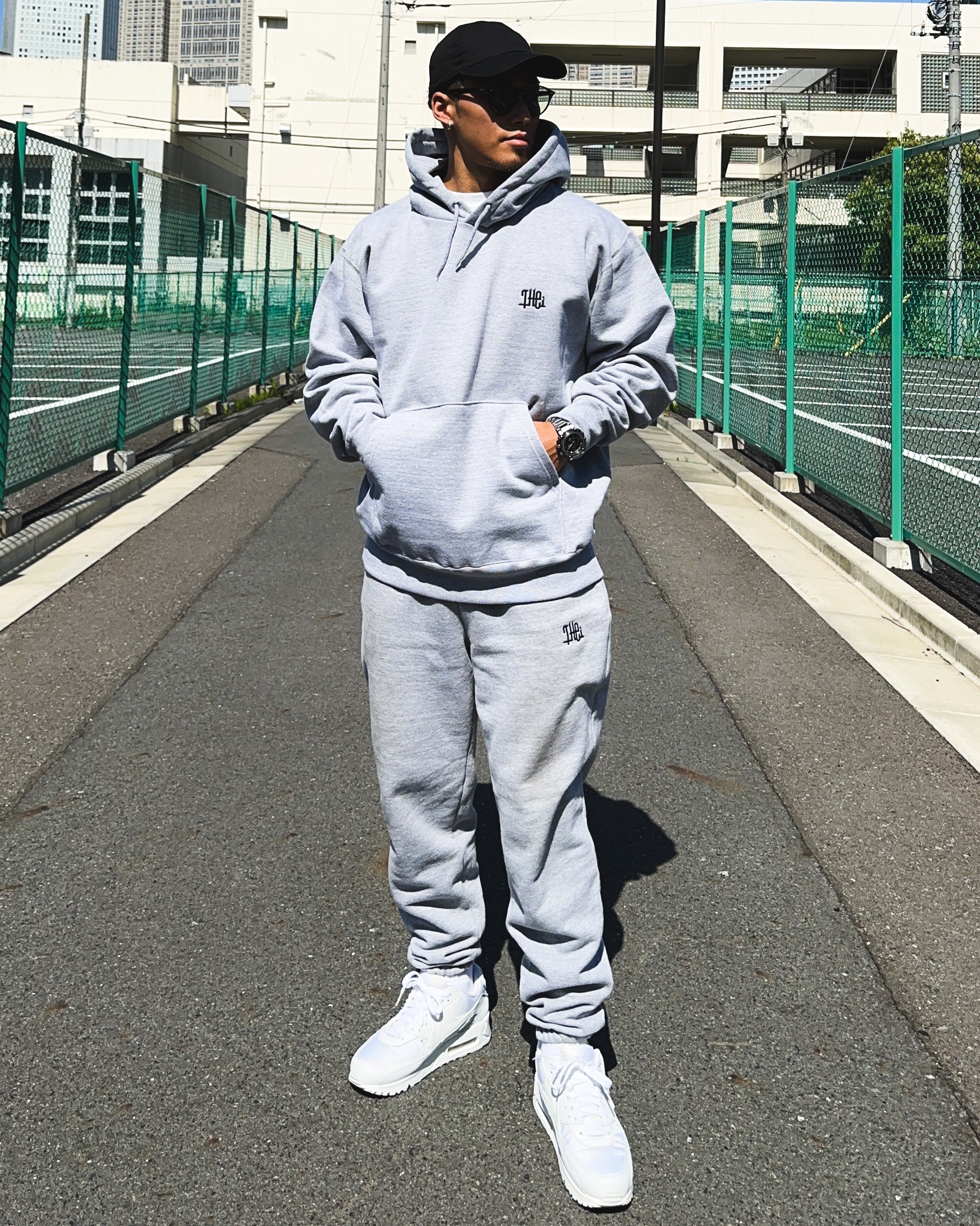 Arabic One Point HW Sweat Hoodie & Pants Setup - Gray
