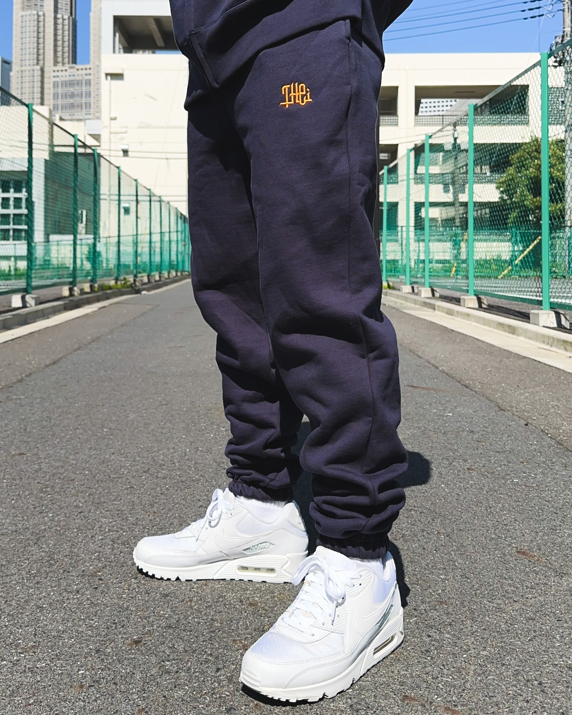 Arabic One Point HW Sweat Zip Hoodie & Pants Setup - Navy