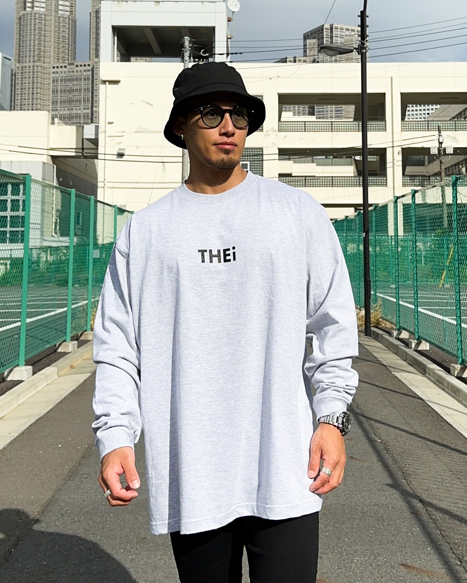 Basic Back Print L/S Tee - Gray