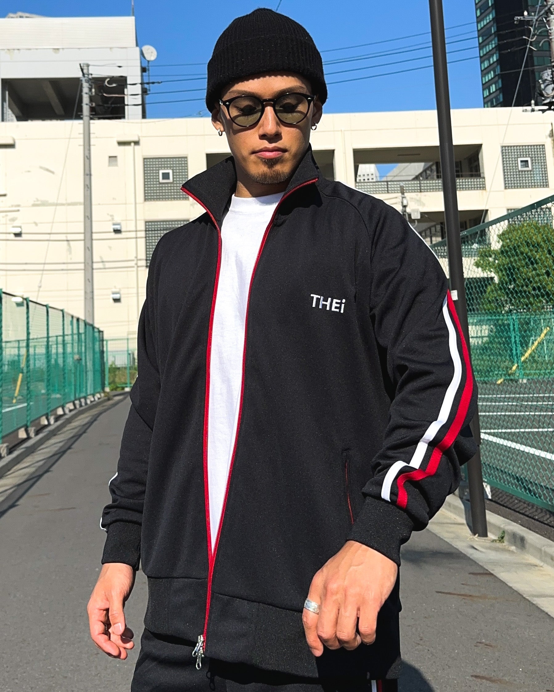 Basic One Point Track JKT - Black / Red / White