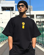 Smiley Relax Sweat Tee & Shorts Setup - Black