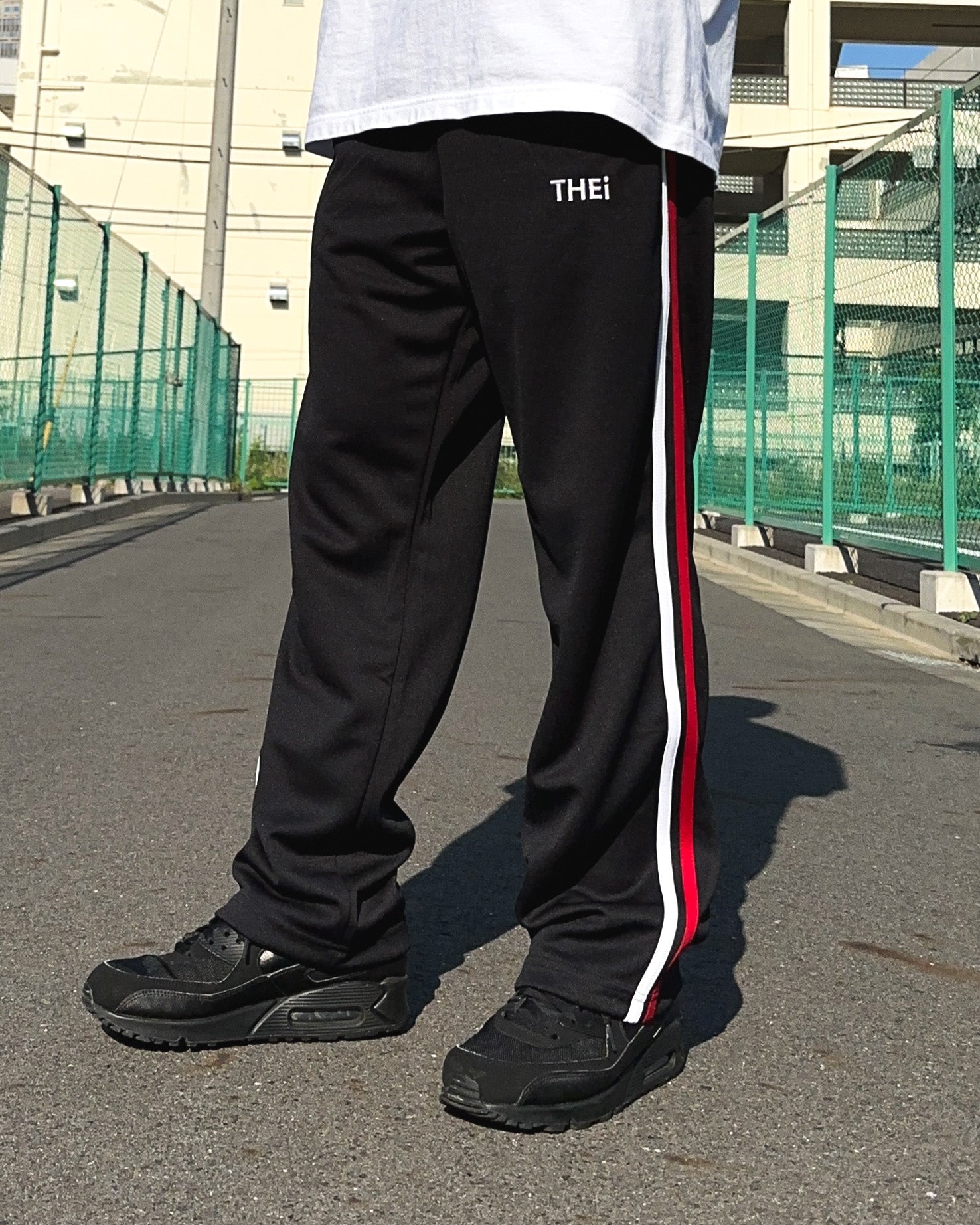 Basic One Point Track Pants - Black / Red / White