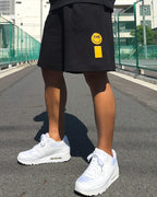 Smiley Relax Sweat Tee & Shorts Setup - Black